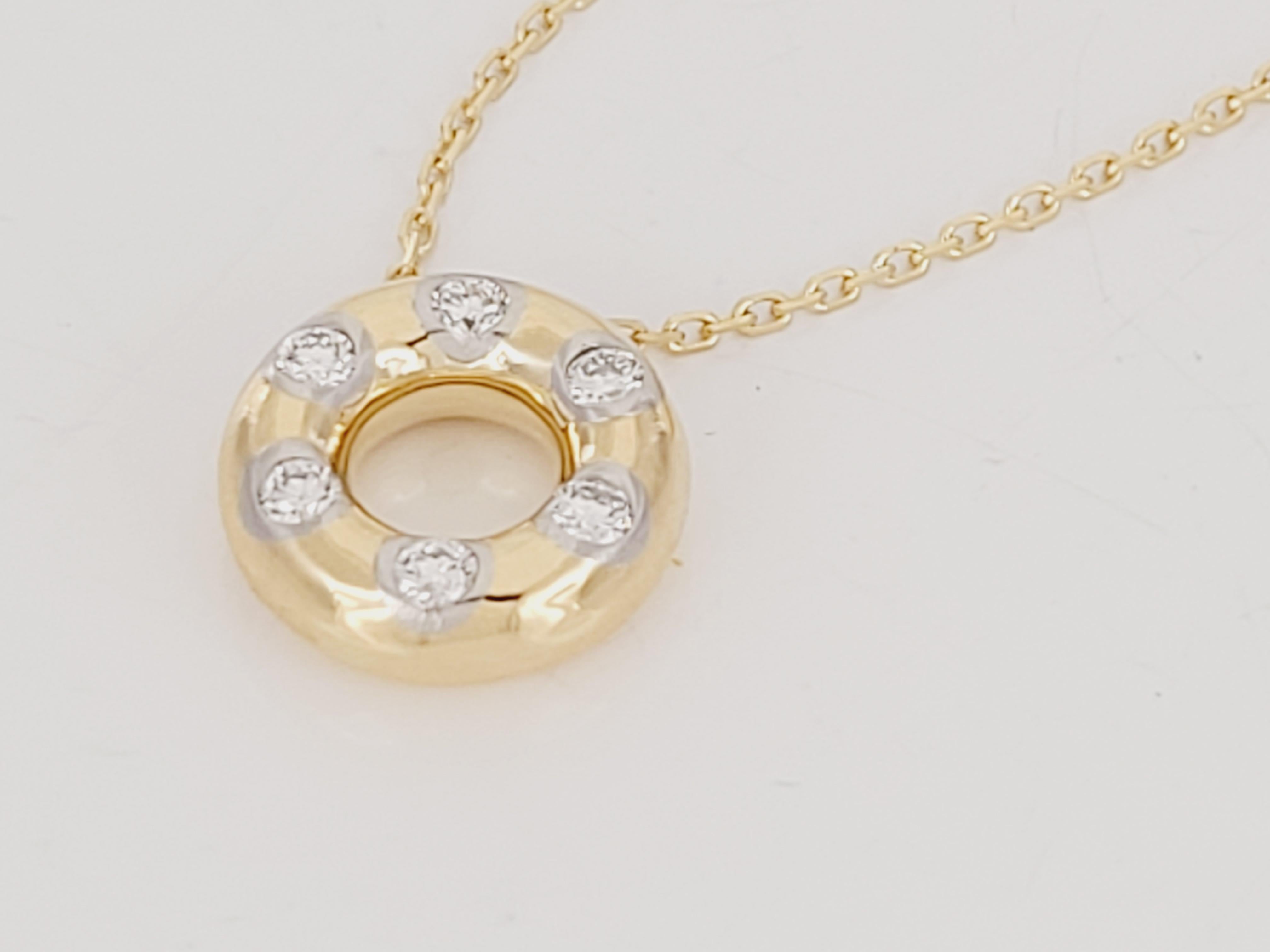 Round Cut TIFFANY & Co. Etoile 18K Gold Diamond Circle Pendant Necklace For Sale