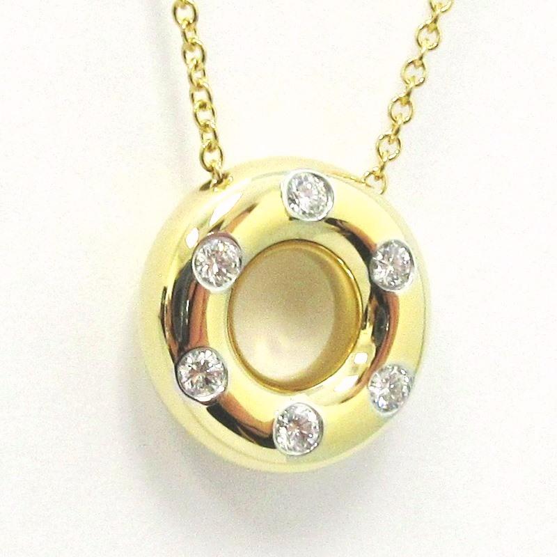 Round Cut TIFFANY & Co. Etoile 18K Gold Diamond Circle Pendant Necklace For Sale