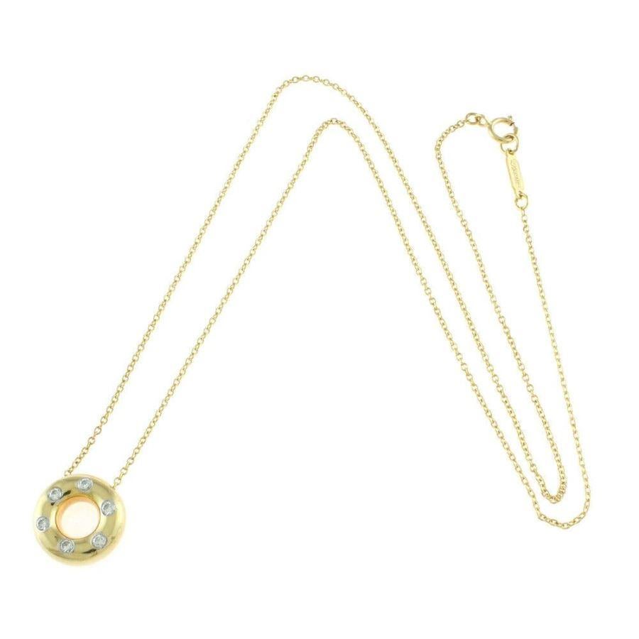 Round Cut TIFFANY & Co. Etoile 18K Gold Diamond Circle Pendant Necklace