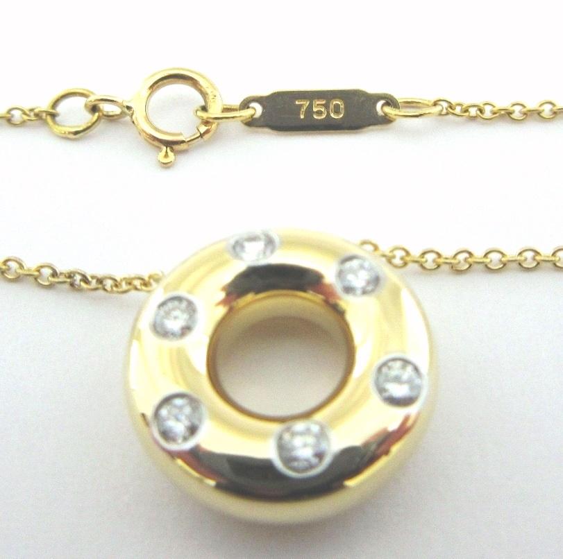 TIFFANY & Co. Etoile 18K Gold Diamond Circle Pendant Necklace 3