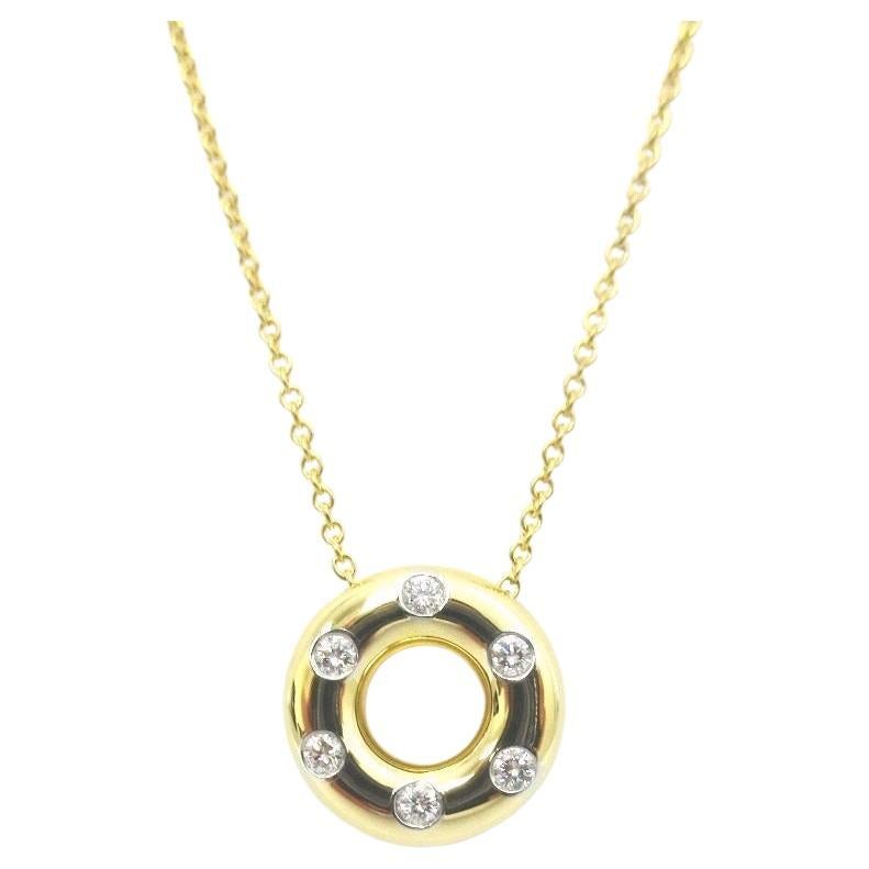 TIFFANY & Co. Etoile 18K Gold Diamant-Halskette mit Kreis-Anhänger im Angebot