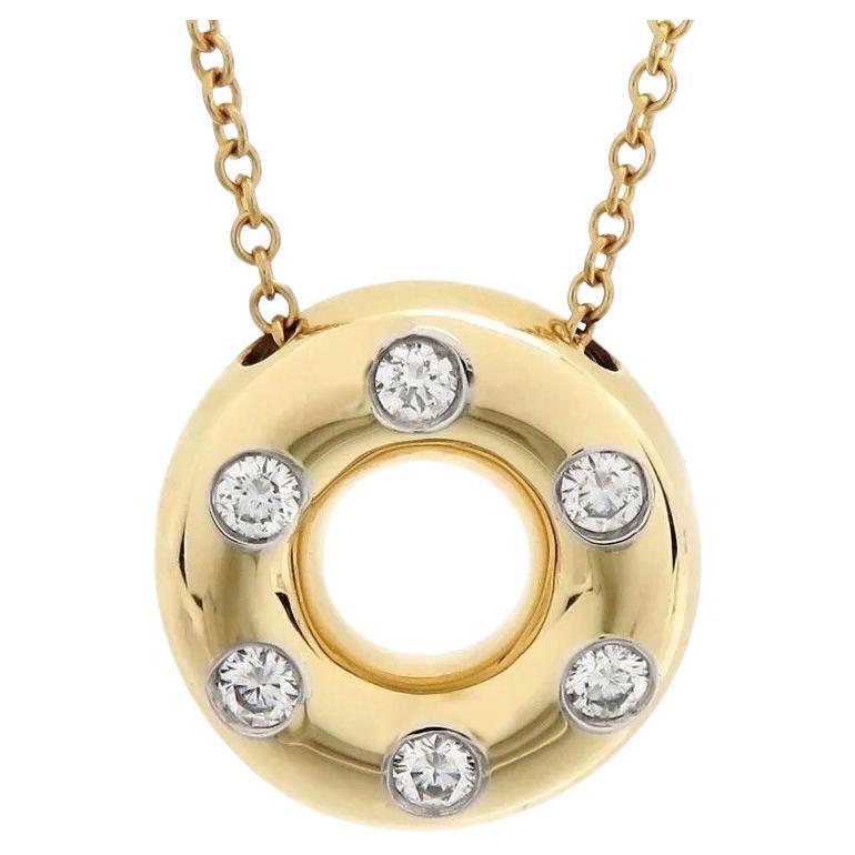 TIFFANY & Co. Etoile 18K Gold Diamond Circle Pendant Necklace