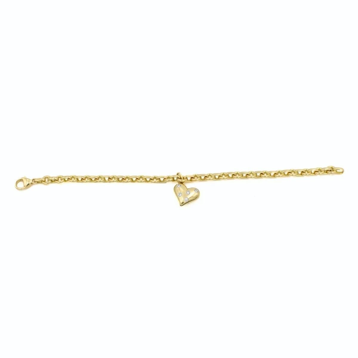 TIFFANY & Co. Etoile 18K Gold Diamond Heart Charm Bracelet 7