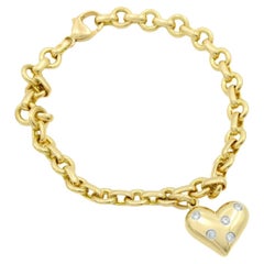 TIFFANY & Co. Etoile 18K Gold Diamant-Herz-Charm-Armband 7"