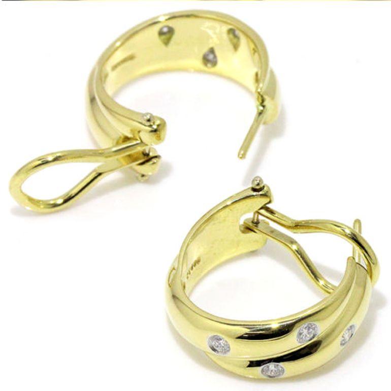 Taglio rotondo TIFFANY & Co. Orecchini a cerchio con diamanti in oro 18 carati Etoile in vendita
