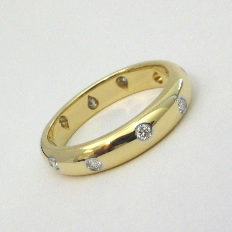 TIFFANY & Co. Etoile 18K Gold Platinum Diamond Band Ring 7 In Excellent Condition In Los Angeles, CA
