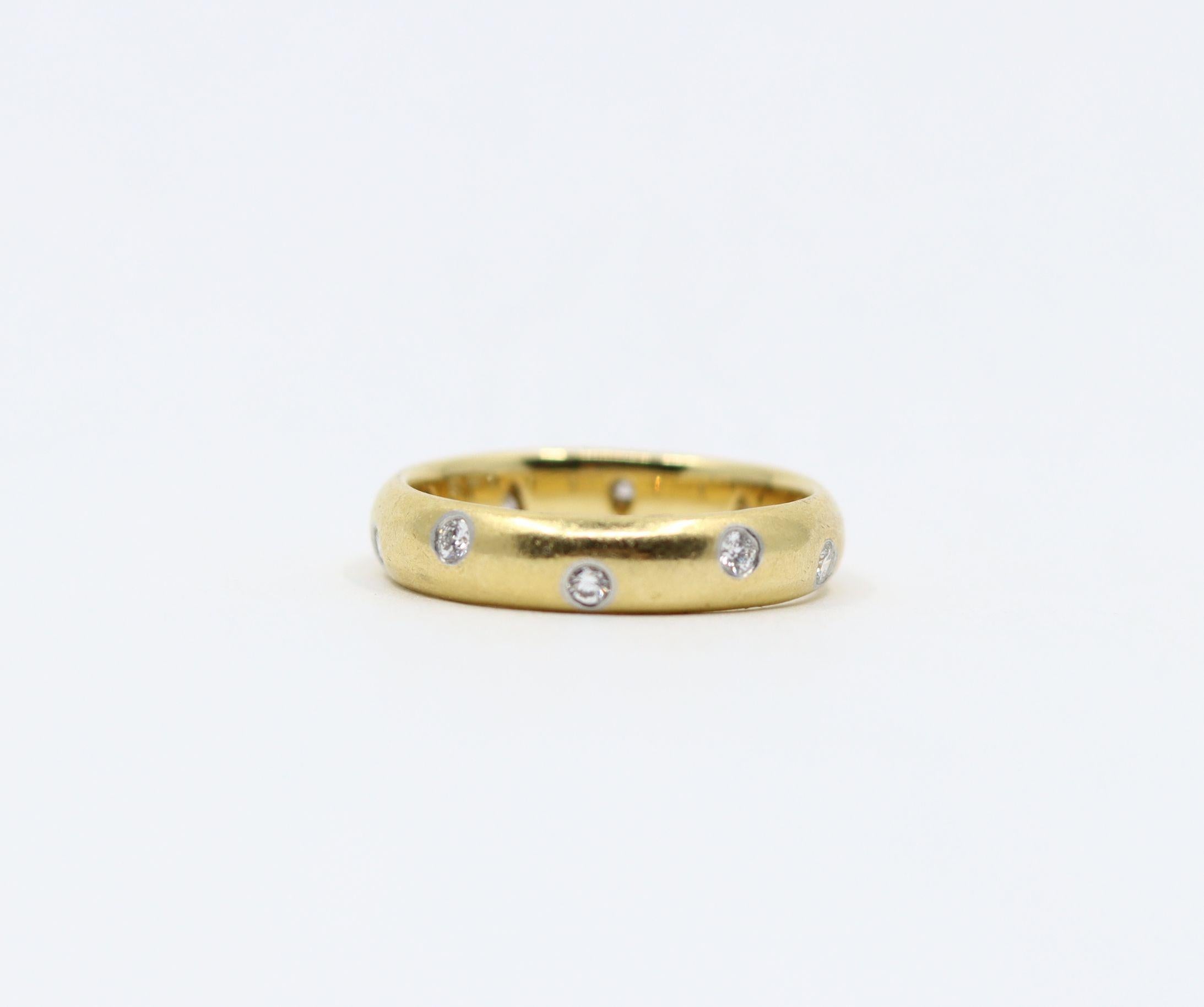 Taglio brillante Anello a fascia con diamante in oro 18 carati e platino Tiffany & Co. in vendita