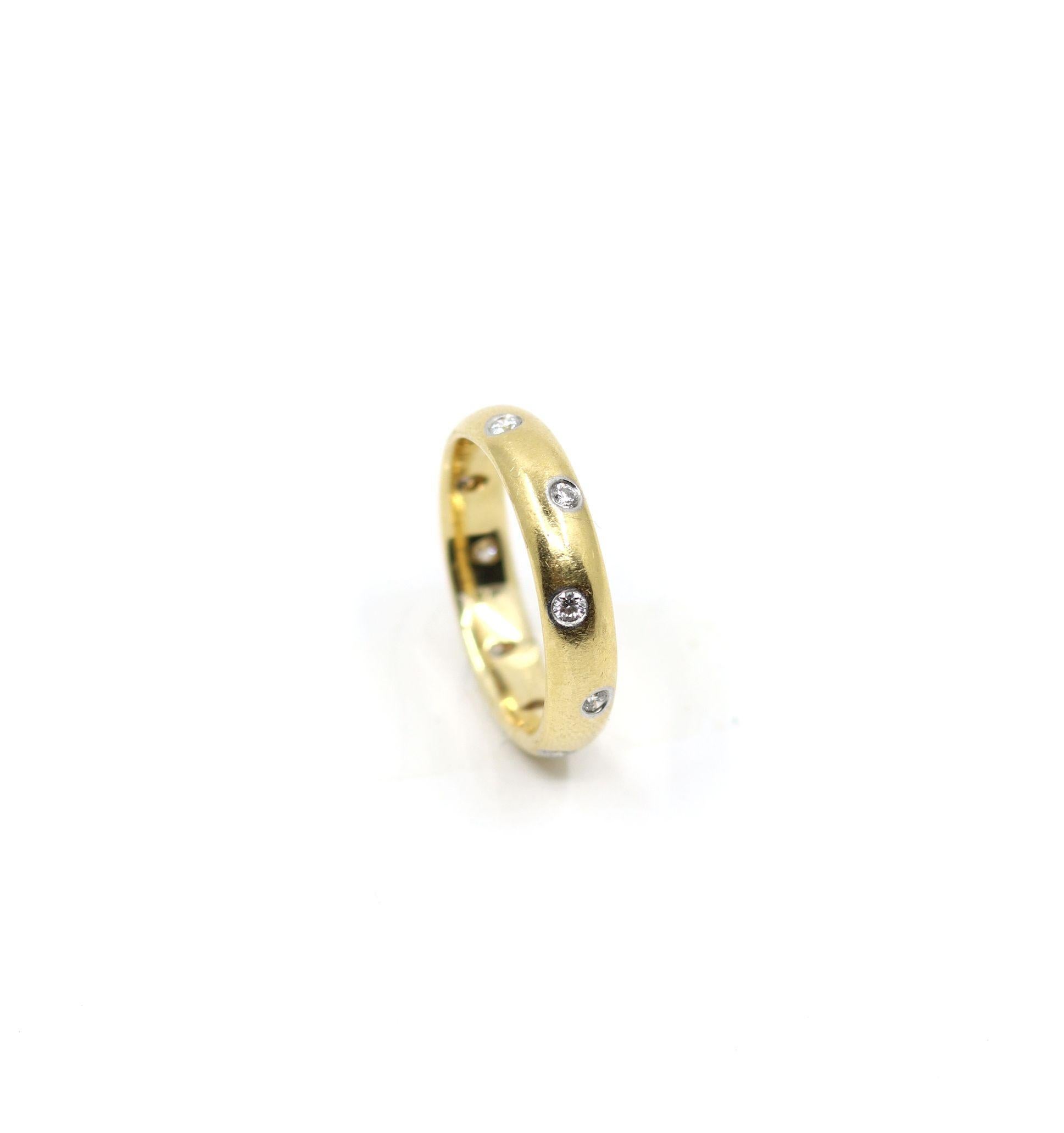 Anello a fascia con diamante in oro 18 carati e platino Tiffany & Co. In condizioni buone in vendita a Flushing, NY
