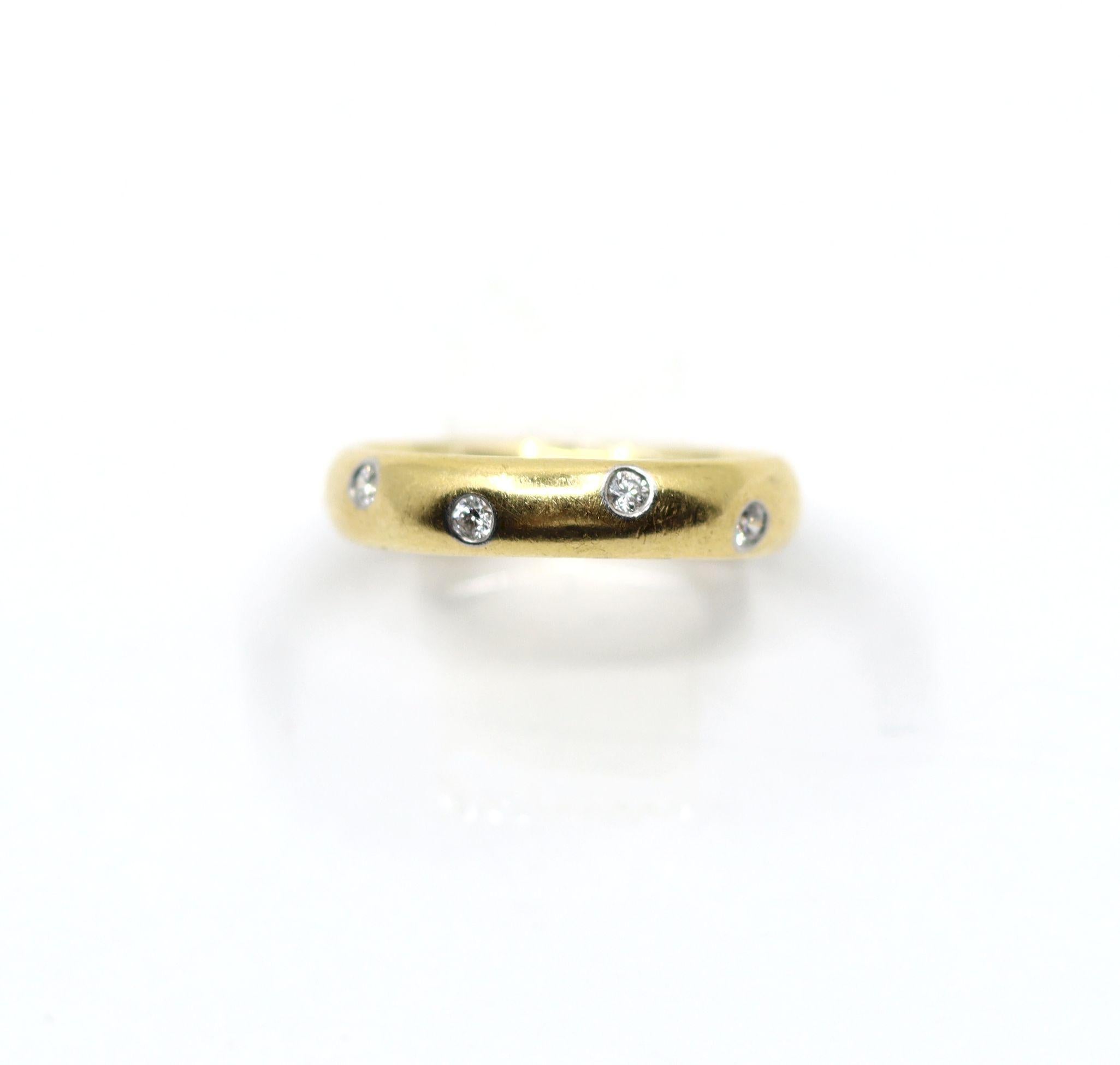Anello a fascia con diamante in oro 18 carati e platino Tiffany & Co. in vendita 1