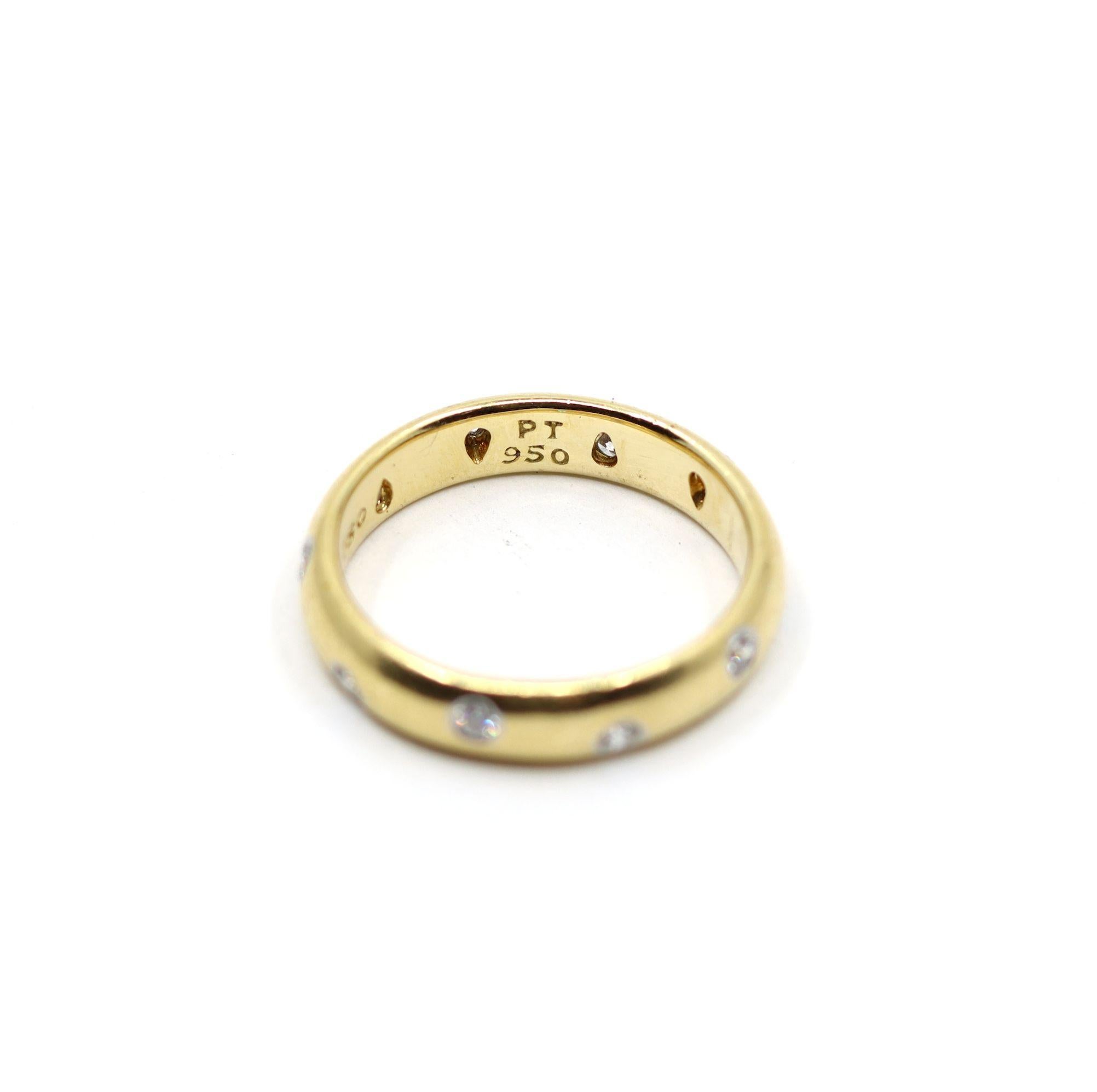 Anello a fascia con diamante in oro 18 carati e platino Tiffany & Co. in vendita 3