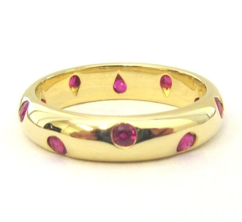 Round Cut TIFFANY & Co. Etoile 18K Gold Ruby Band Ring 5 For Sale