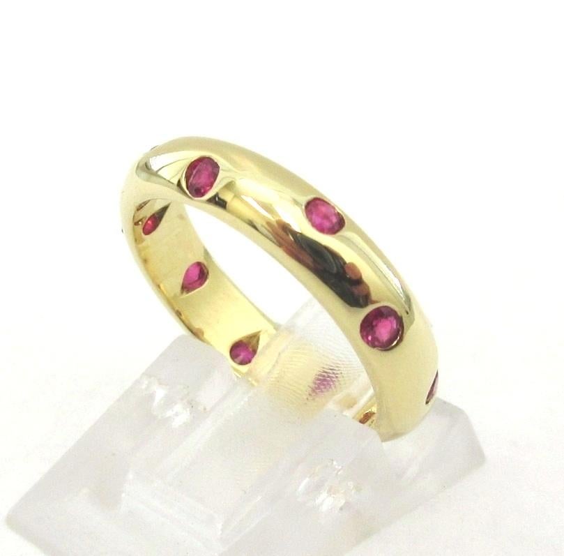 Round Cut TIFFANY & Co. Etoile 18K Gold Ruby Band Ring 5 For Sale