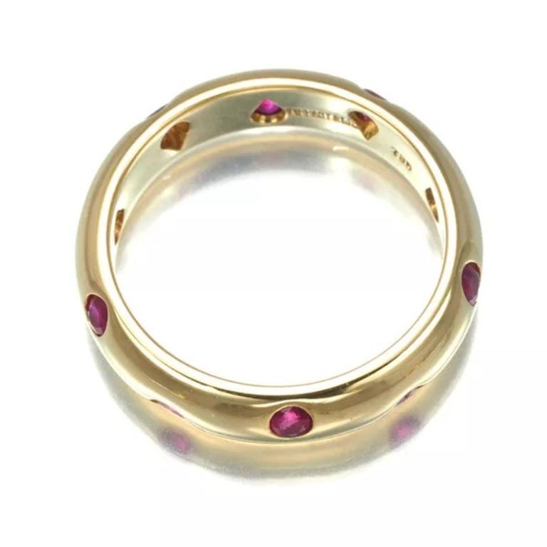 Round Cut TIFFANY & Co. Etoile 18K Gold Ruby Band Ring 5