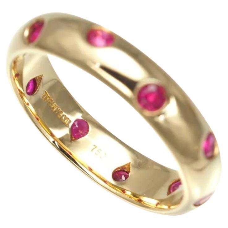 TIFFANY & Co. Etoile 18K Gold Ruby Band Ring 5.5 in vendita