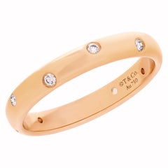 TIFFANY & Co. Etoile 18K Rose Gold Diamond 3mm Band Ring 10