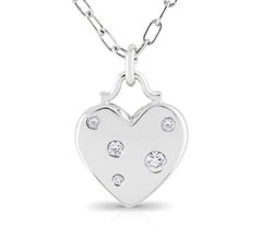 TIFFANY & Co. Etoile 18K White Gold 5 Diamond Heart Pendant Necklace