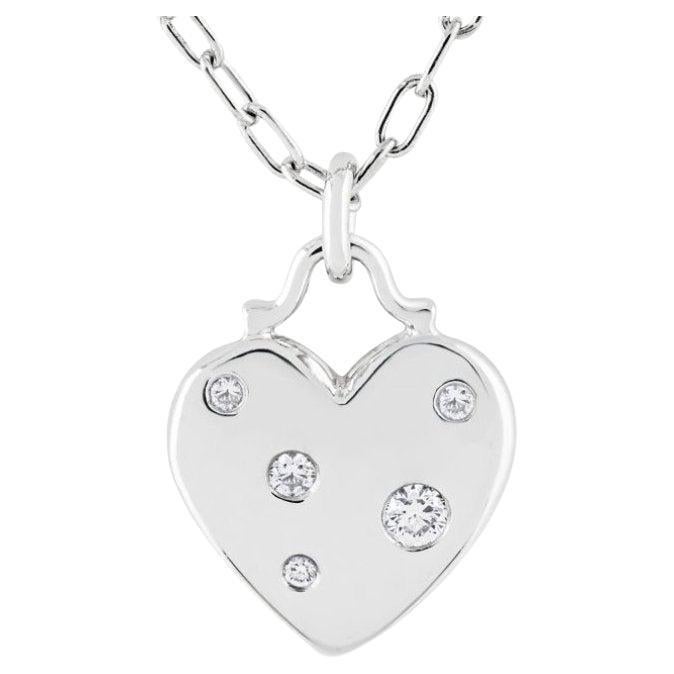 TIFFANY & Co. Etoile Collier pendentif coeur en or blanc 18K à 5 diamants en vente
