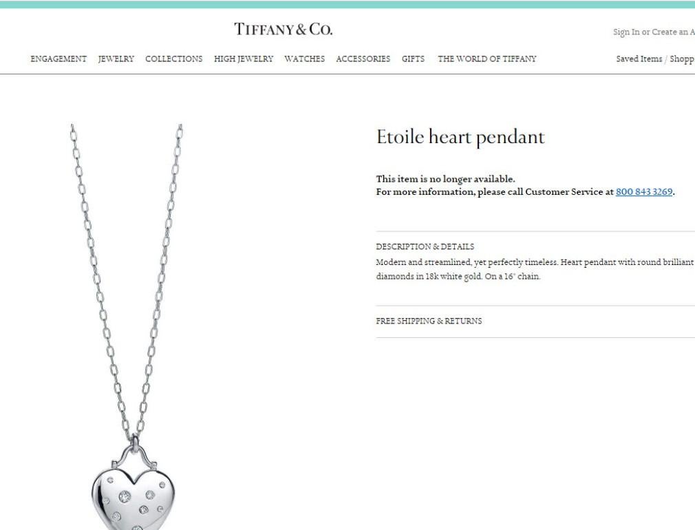 TIFFANY & Co. Etoile 18K White Gold 9 Diamond Heart Pendant Necklace 4