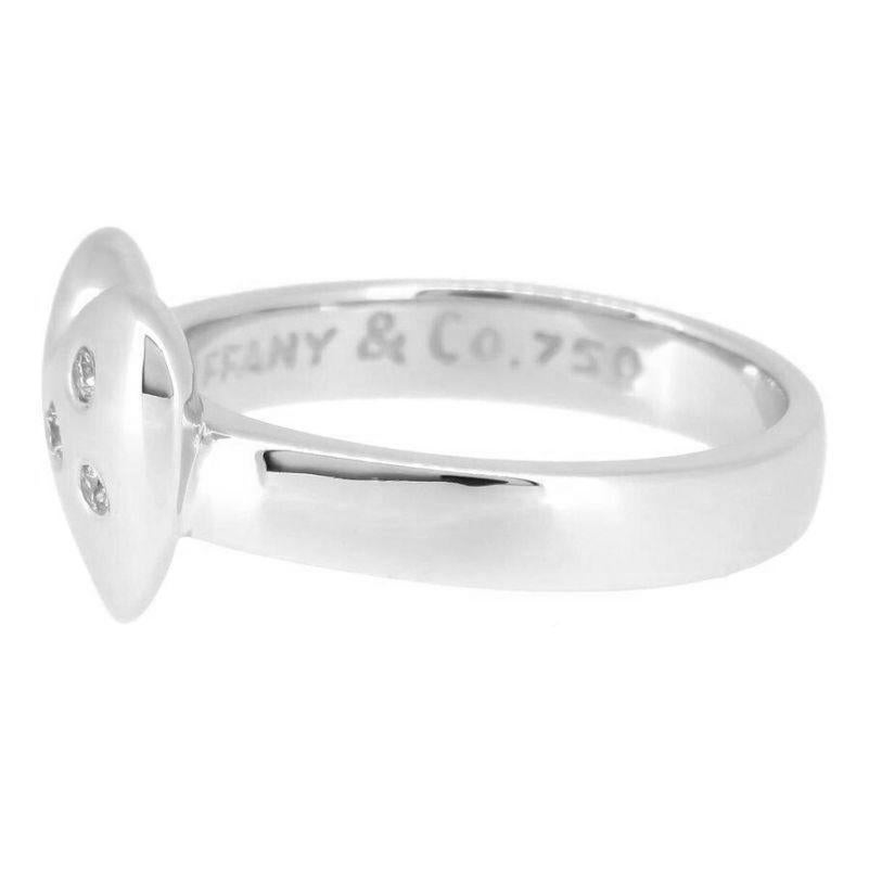 Round Cut TIFFANY & Co. Etoile 18K White Gold Diamond Heart Ring 7 For Sale