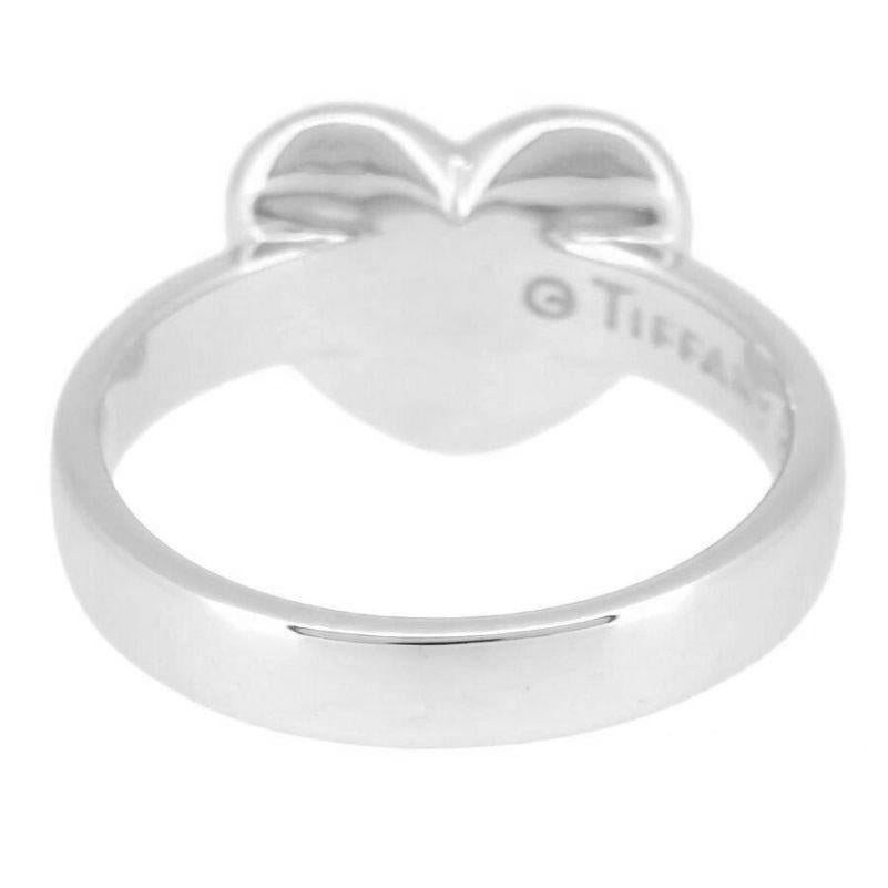 Women's TIFFANY & Co. Etoile 18K White Gold Diamond Heart Ring 7 For Sale