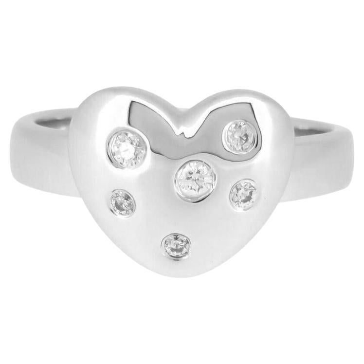 TIFFANY & Co. Etoile 18K White Gold Diamond Heart Ring 7