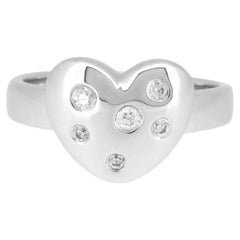TIFFANY & Co. Etoile 18K White Gold Diamond Heart Ring 7