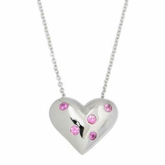 TIFFANY & Co. Etoile 18K White Gold Pink Sapphire Heart Pendant Necklace