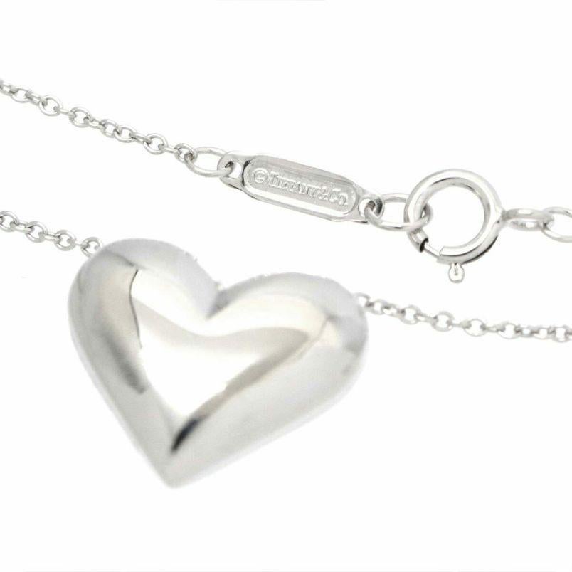 Women's TIFFANY & Co. Etoile 18K White Gold Pink Sapphire Heart Pendant Necklace For Sale