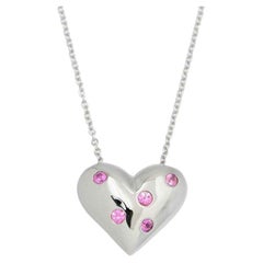 TIFFANY & Co. Etoile Collar Colgante Corazón Zafiro Rosa Oro Blanco 18K