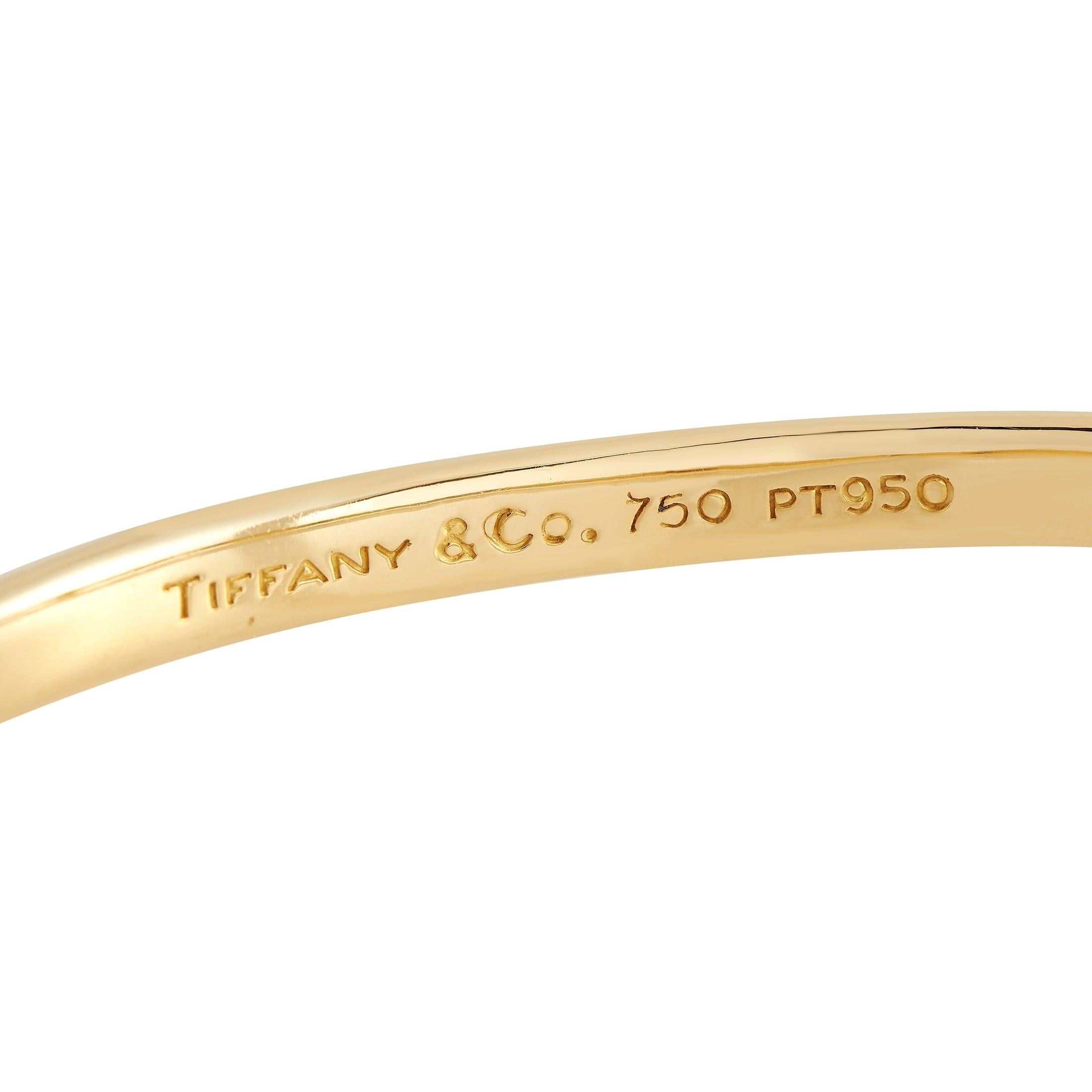 Round Cut Tiffany & Co. Etoile 18K Yellow Gold and Platinum 0.22 Ct Diamond Bangle Bracele