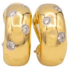 Tiffany & Co. Etoile 18K Yellow Gold and Platinum Huggie Earrings 0.34 Cts