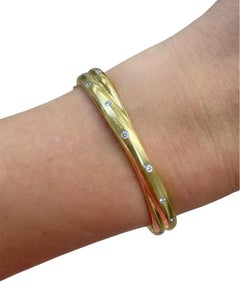 Tiffany & Co. Etoile 18K Yellow Gold, Platinum and Diamond Bangle Bracelet
