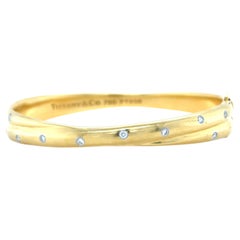 Tiffany & Co. Etoile 18K Yellow Gold, Platinum and Diamond Bangle Bracelet