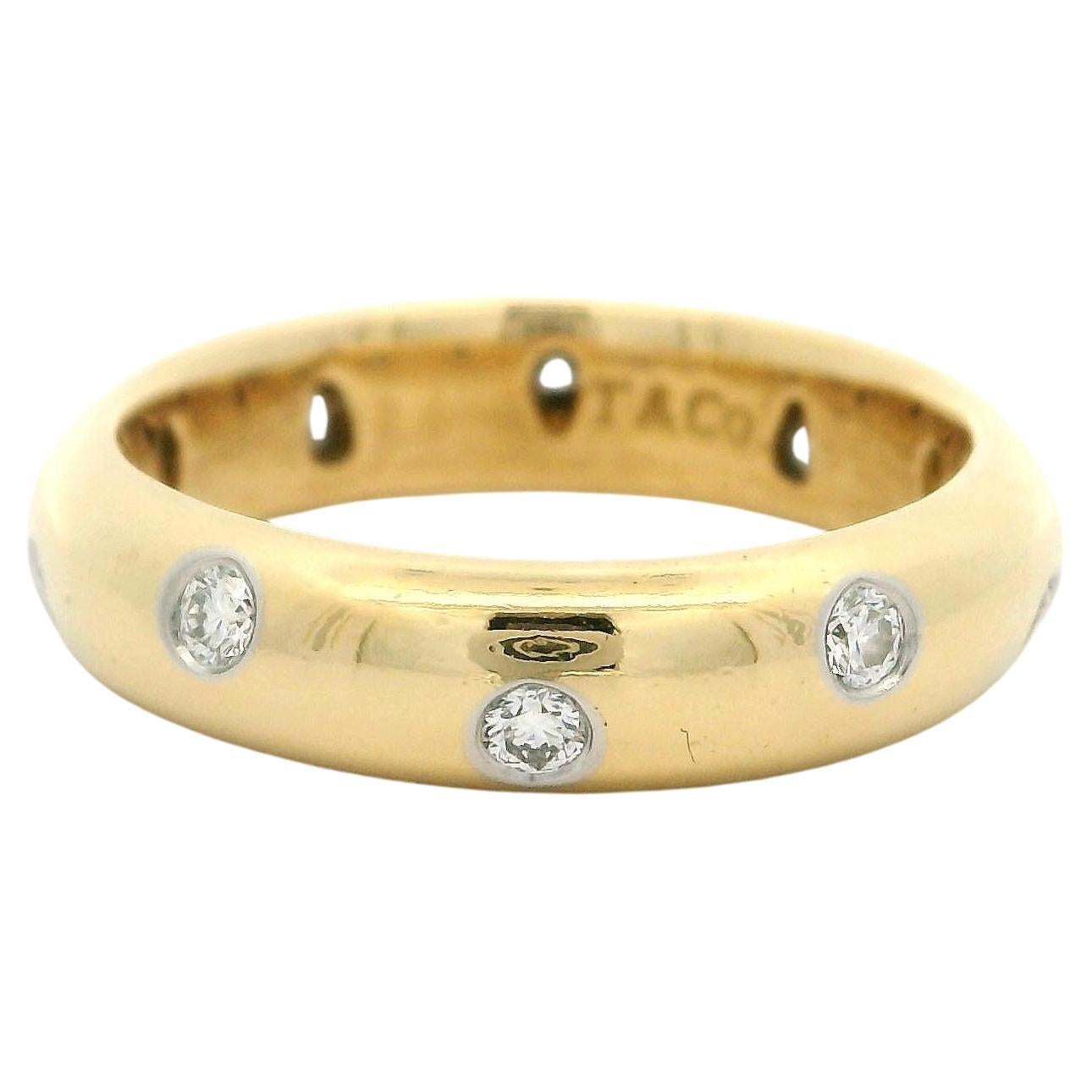 Tiffany & Co. Etoile 18k Gelbgold Platin Poliermittel Diamant Classic Band Ring