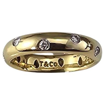 Tiffany 
Co. Bague Etoile en or jaune 18K et platine avec diamant Taille 6 #23885 en vente