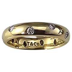 Tiffany 
Co. Etoile 18K Yellow Gold 
Platinum Diamond Band Ring Size 6 #23885