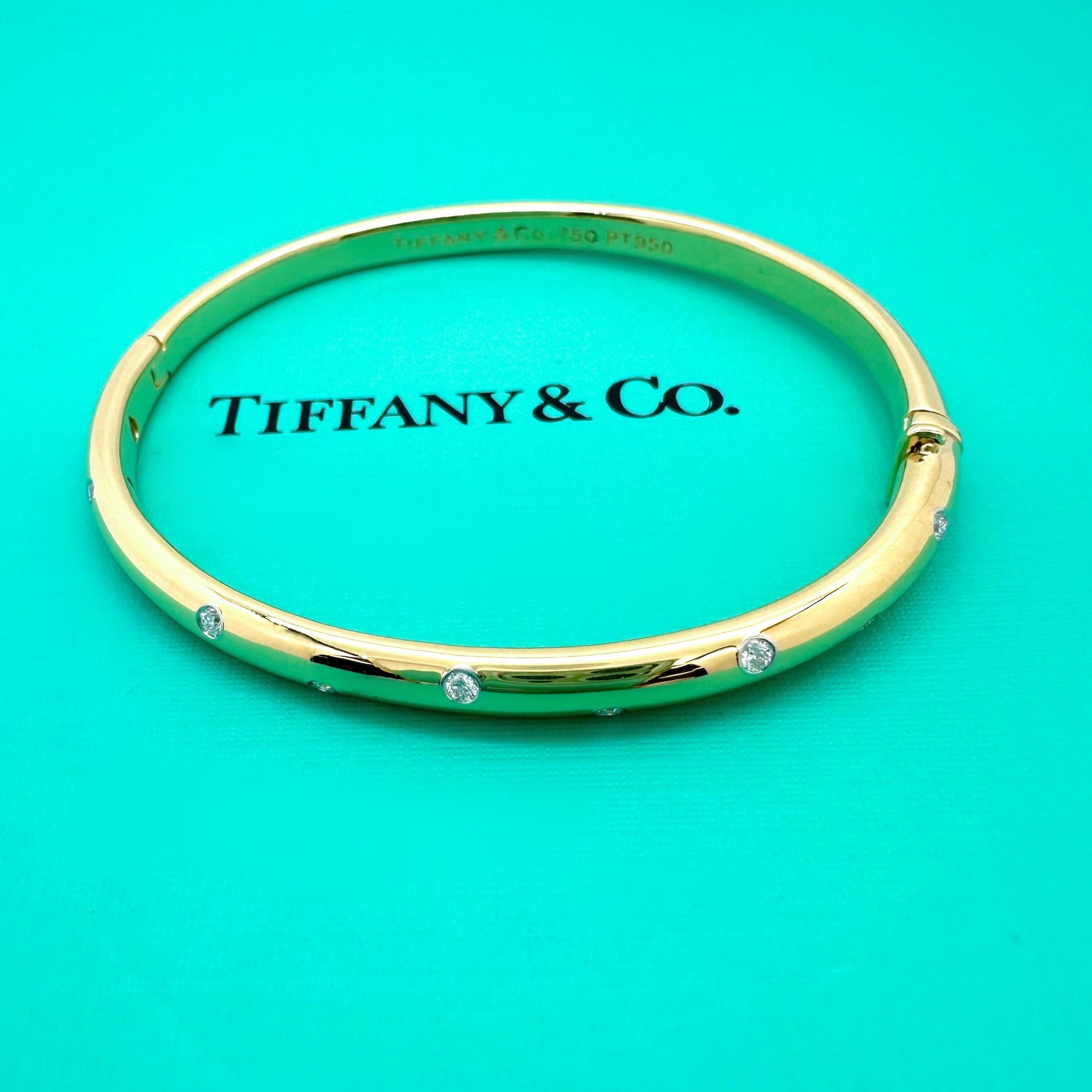 Tiffany & Co ETOILE Armreif aus 18 Karat Gelbgold und Platin mit Diamanten 6