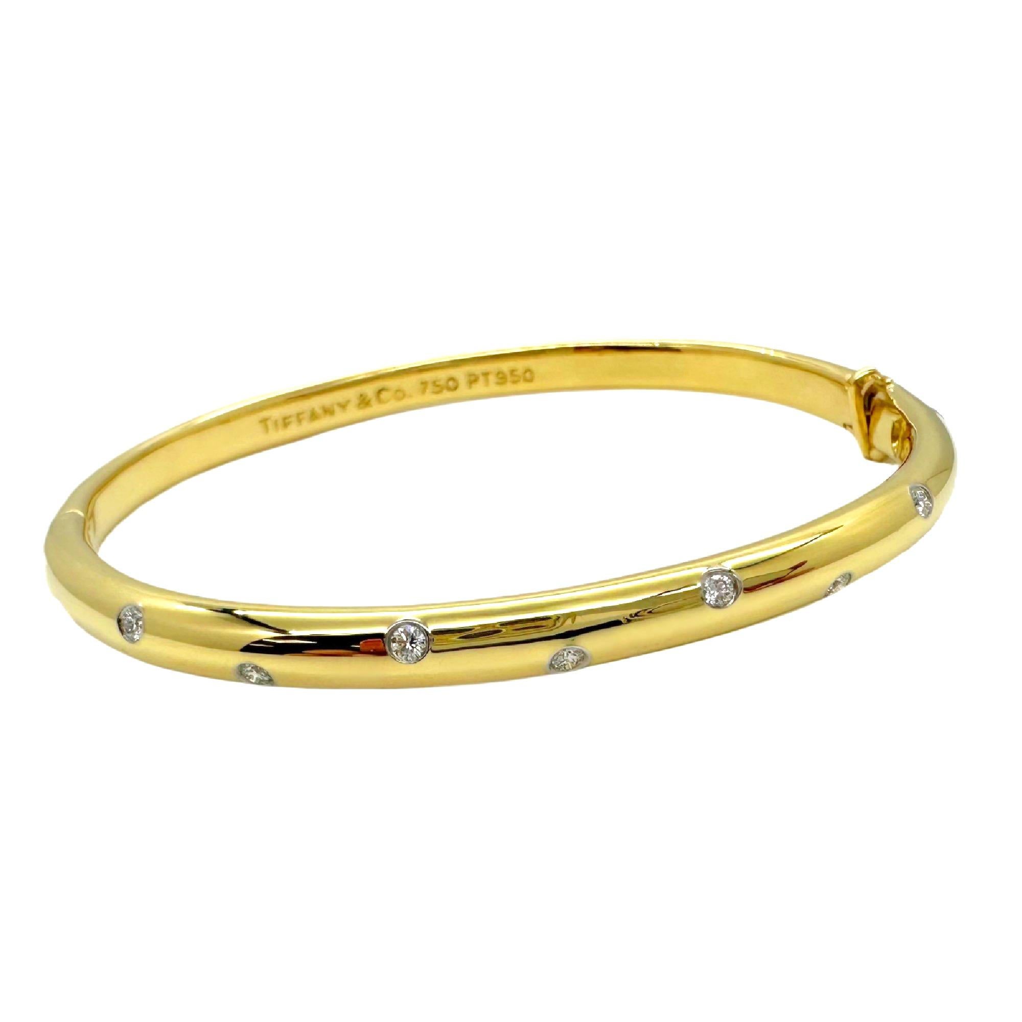 Tiffany & Co ETOILE Armreif aus 18 Karat Gelbgold und Platin mit Diamanten 12