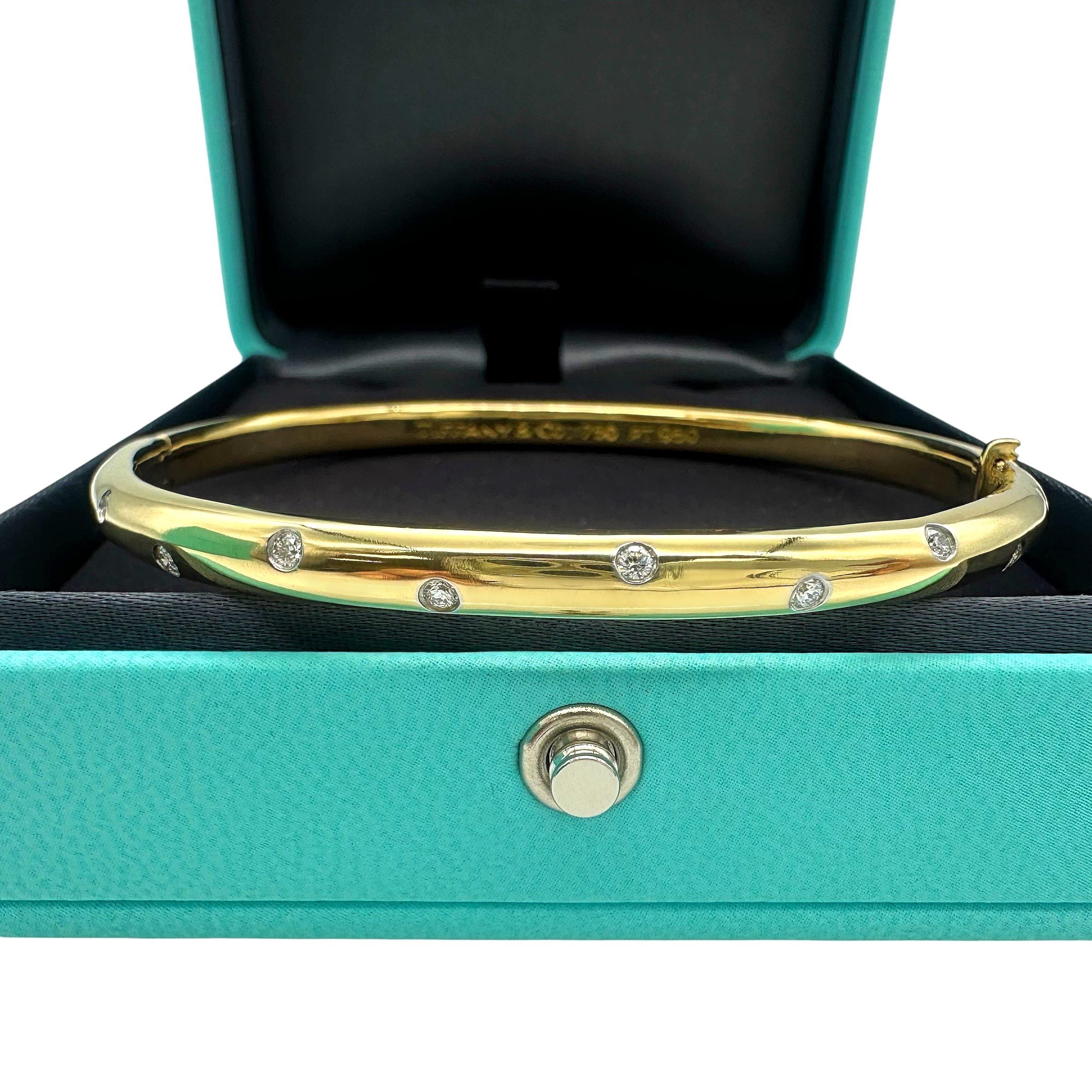 Tiffany & Co ETOILE 18K Yellow Gold Platinum Diamond Bangle Bracelet 12