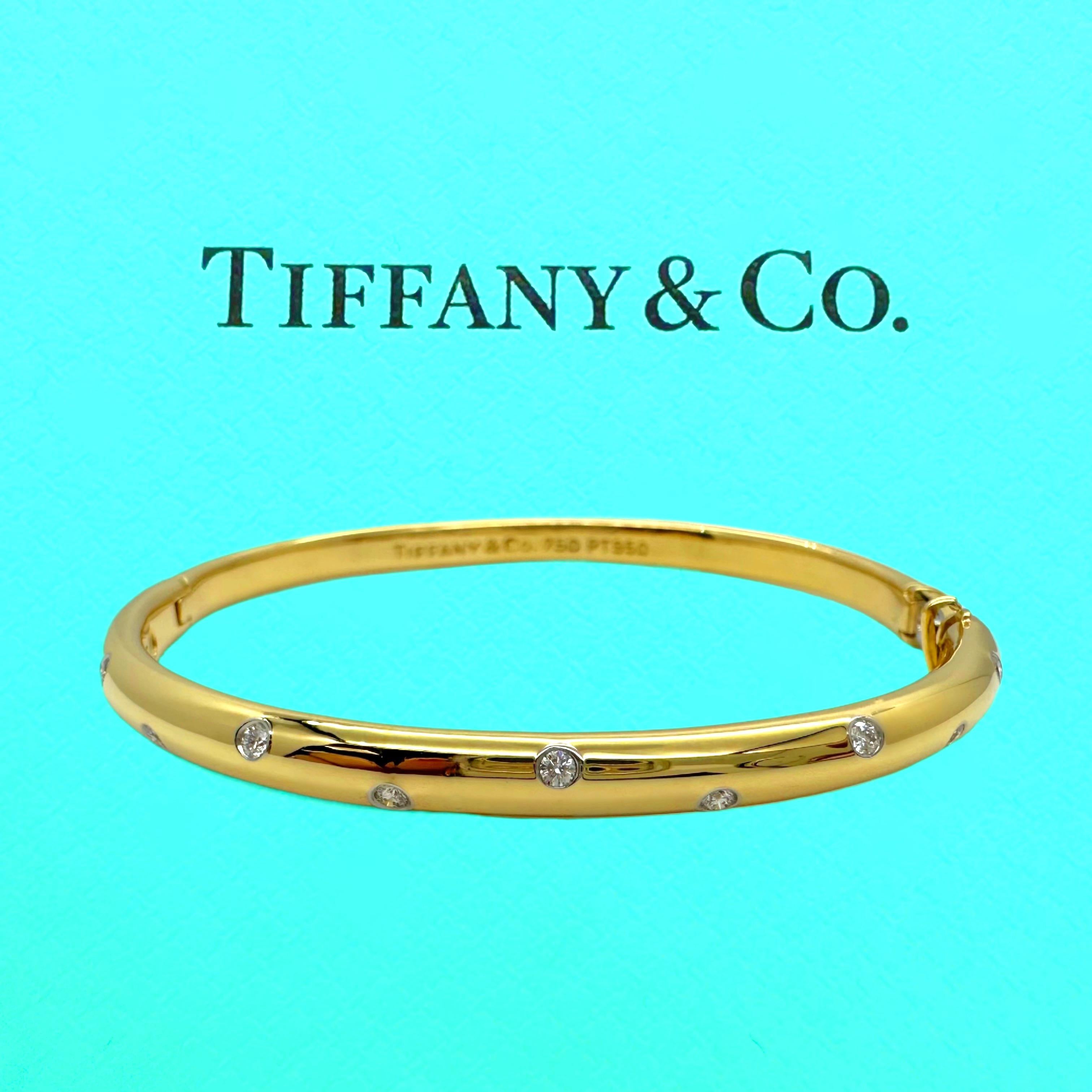 Tiffany & Co ETOILE Armreif aus 18 Karat Gelbgold und Platin mit Diamanten (Rundschliff)