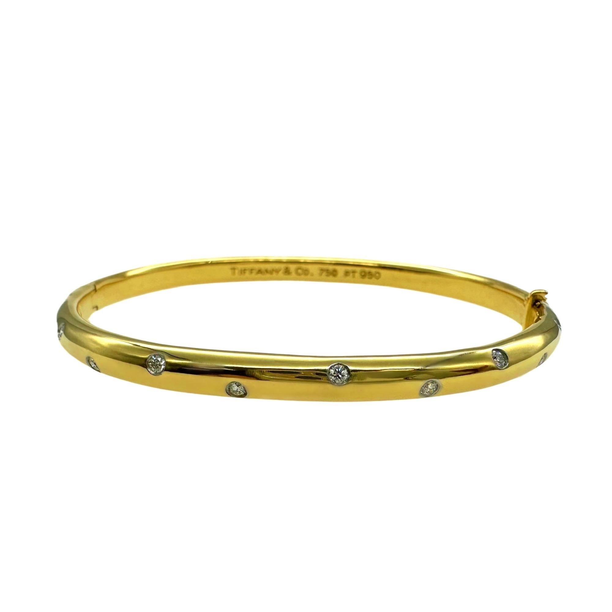 Women's or Men's Tiffany & Co ETOILE 18K Yellow Gold Platinum Diamond Bangle Bracelet
