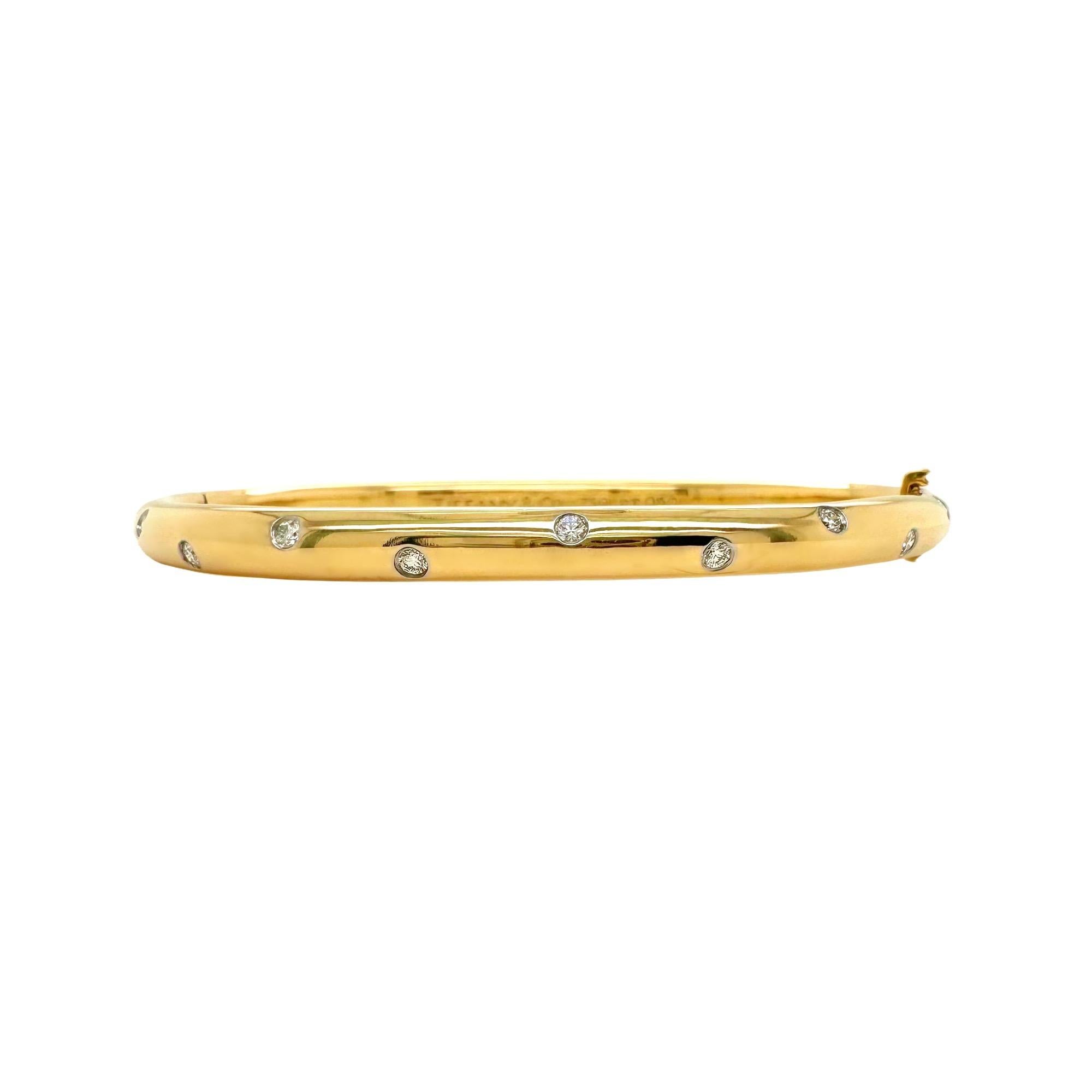 Tiffany & Co ETOILE 18K Yellow Gold Platinum Diamond Bangle Bracelet 4