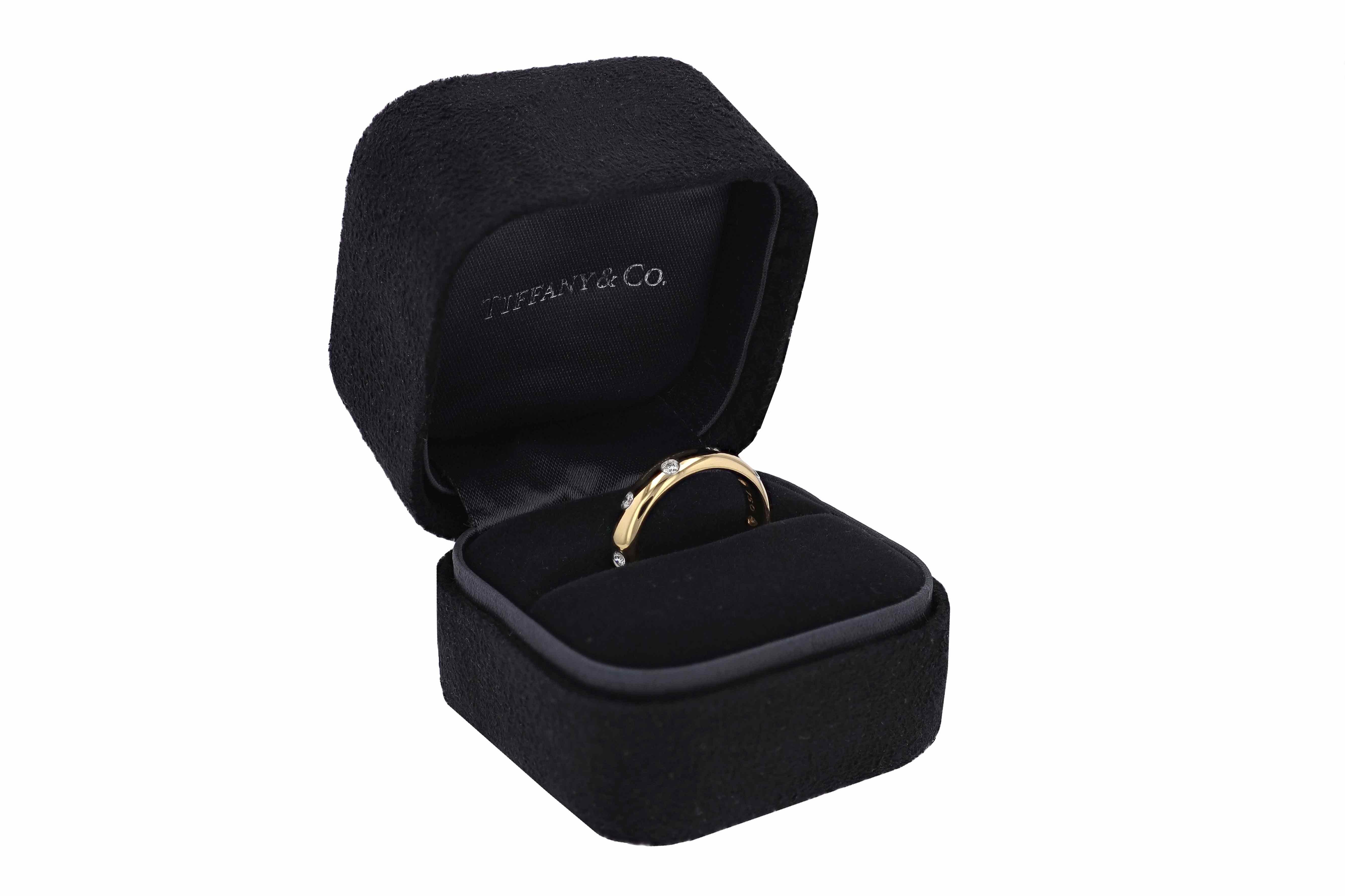 Brilliant Cut Tiffany & Co. Etoile 18kt Yellow Gold Diamond Wedding Band 6.25