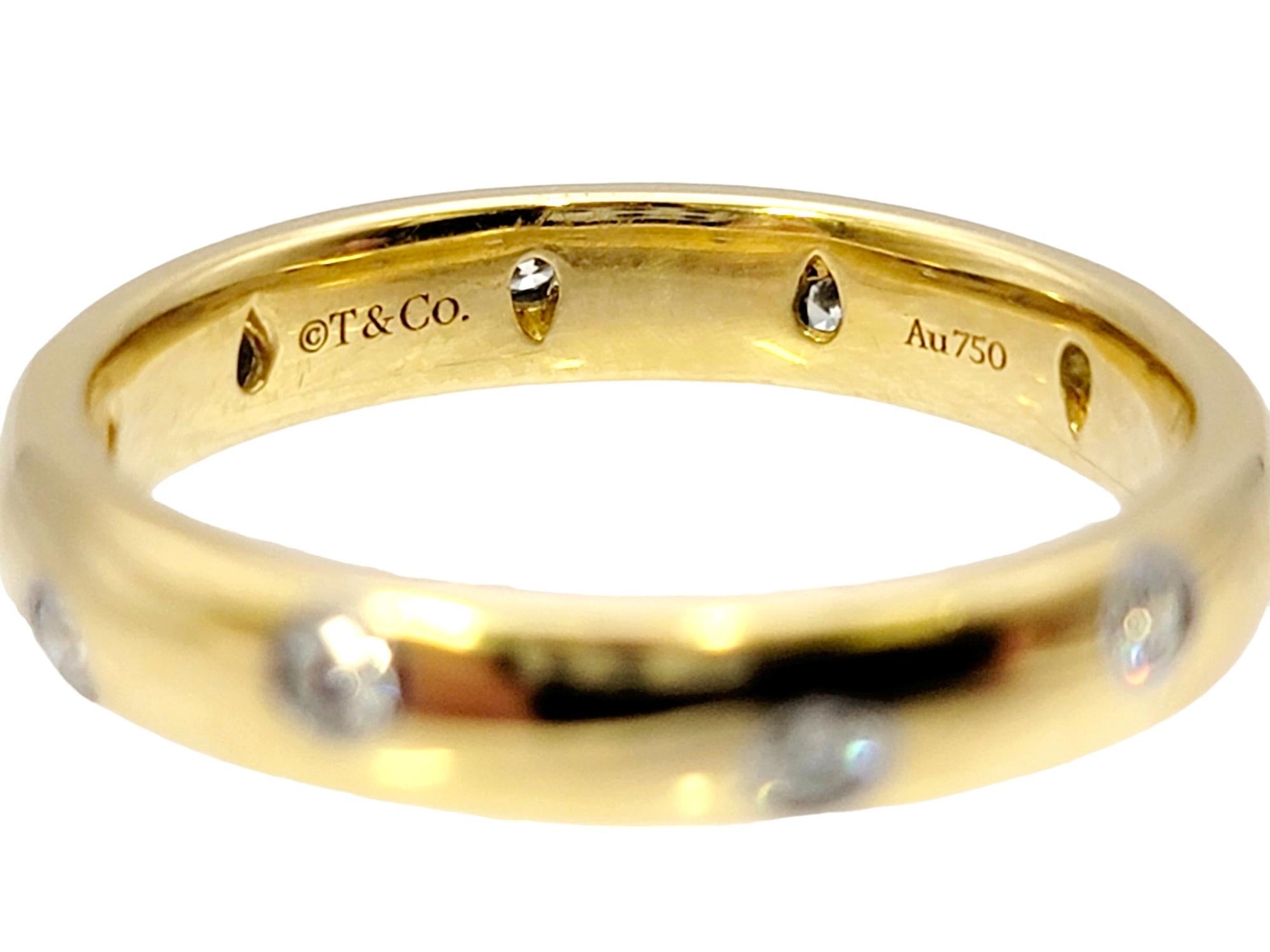 Tiffany & Co. Etoile .22 Carat Round Brilliant Diamond Band Ring in Yellow Gold In Excellent Condition In Scottsdale, AZ