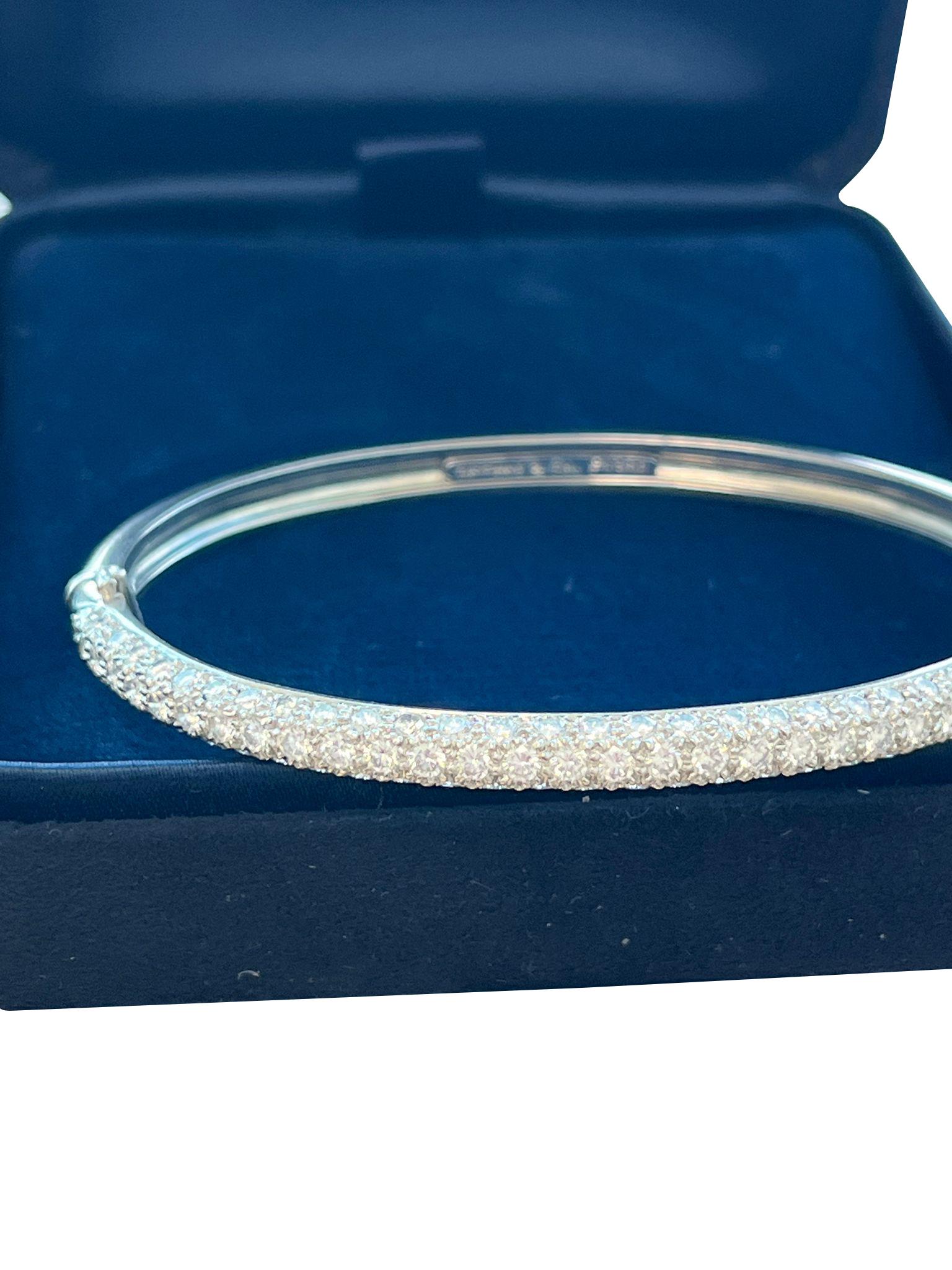 Tiffany & Co Etoile 3 Row 4ct Pave Diamond Bracelet Platinum 7