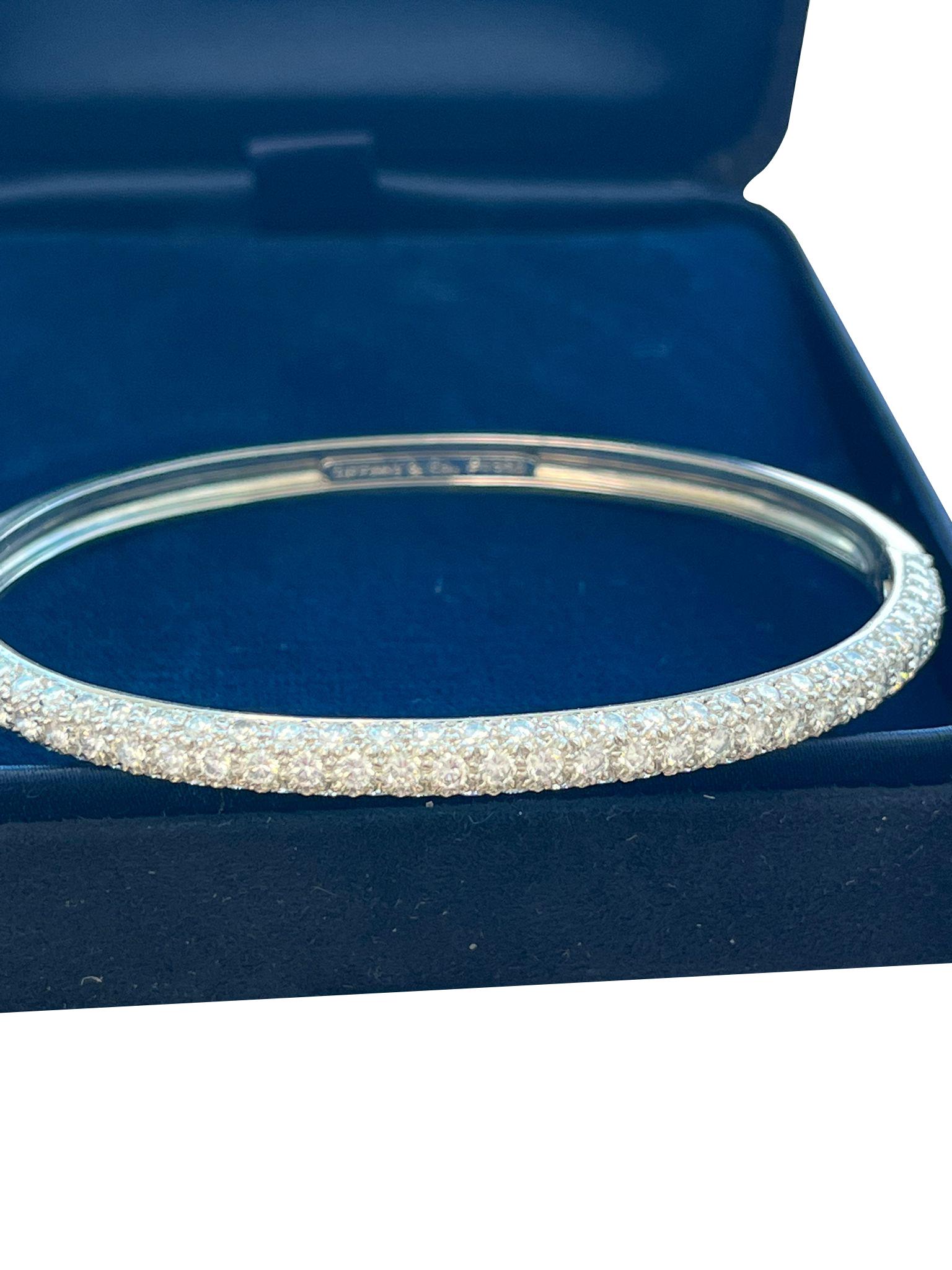 Tiffany & Co Etoile 3 Row 4ct Pave Diamond Bracelet Platinum 7
