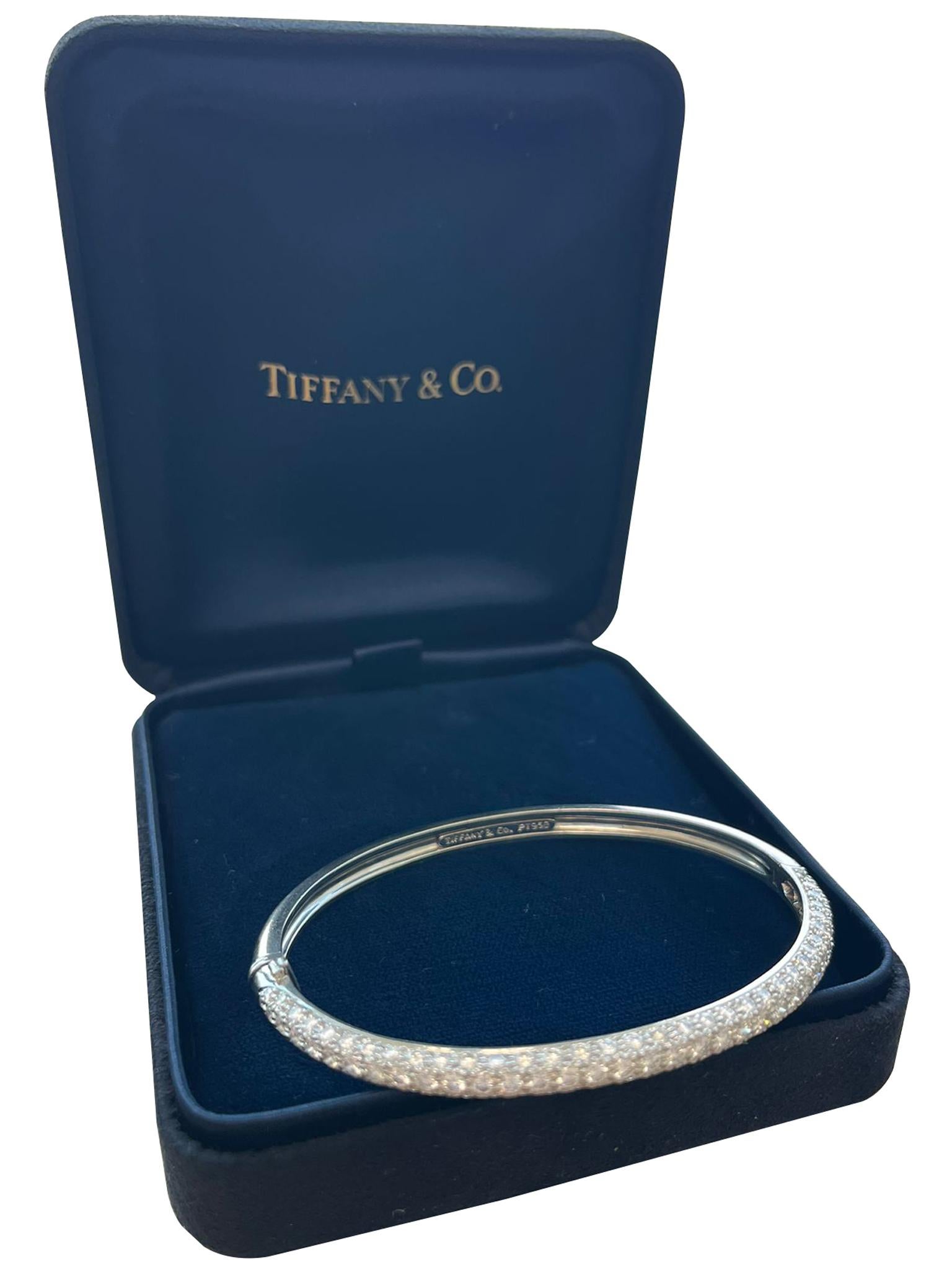 Tiffany & Co Etoile 3 Row 4ct Pave Diamond Bracelet Platinum 7