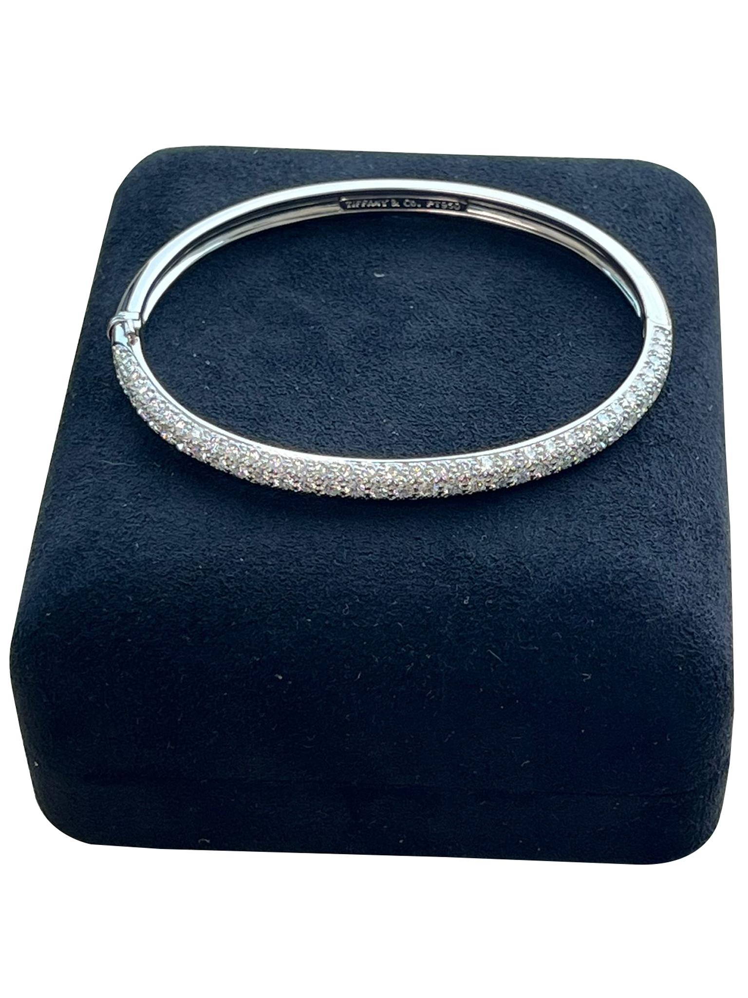 Tiffany & Co Etoile 3 Row 4ct Pave Diamond Bracelet Platinum 7