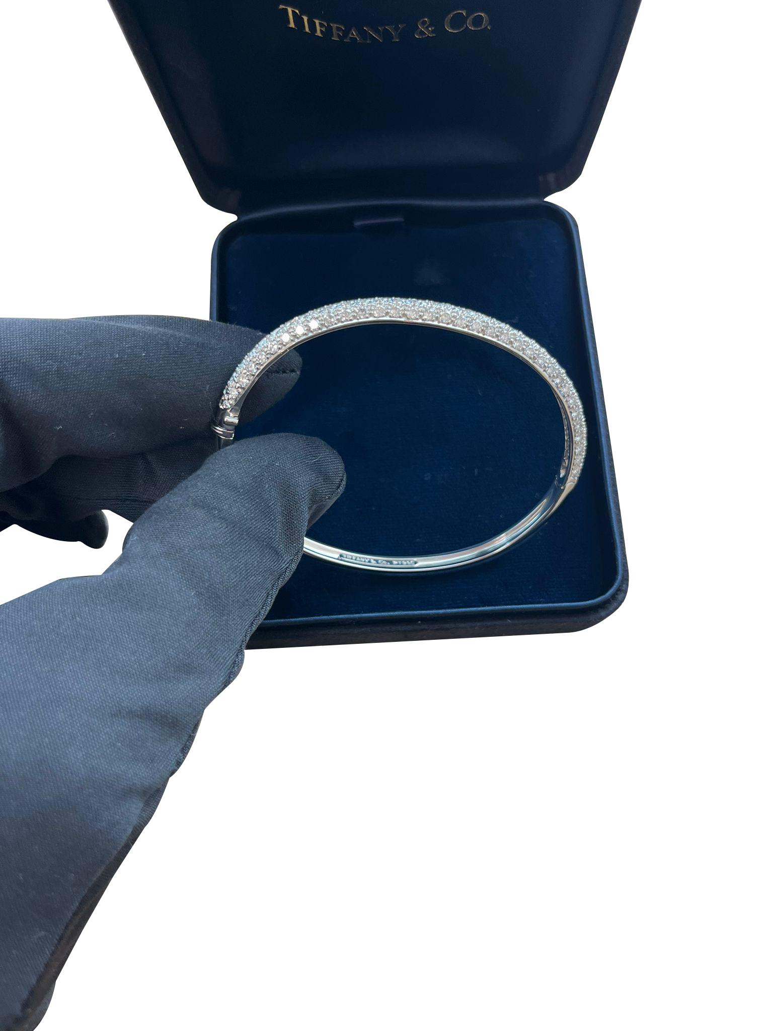 Tiffany & Co Etoile 3 Row 4ct Pave Diamond Bracelet Platinum 7