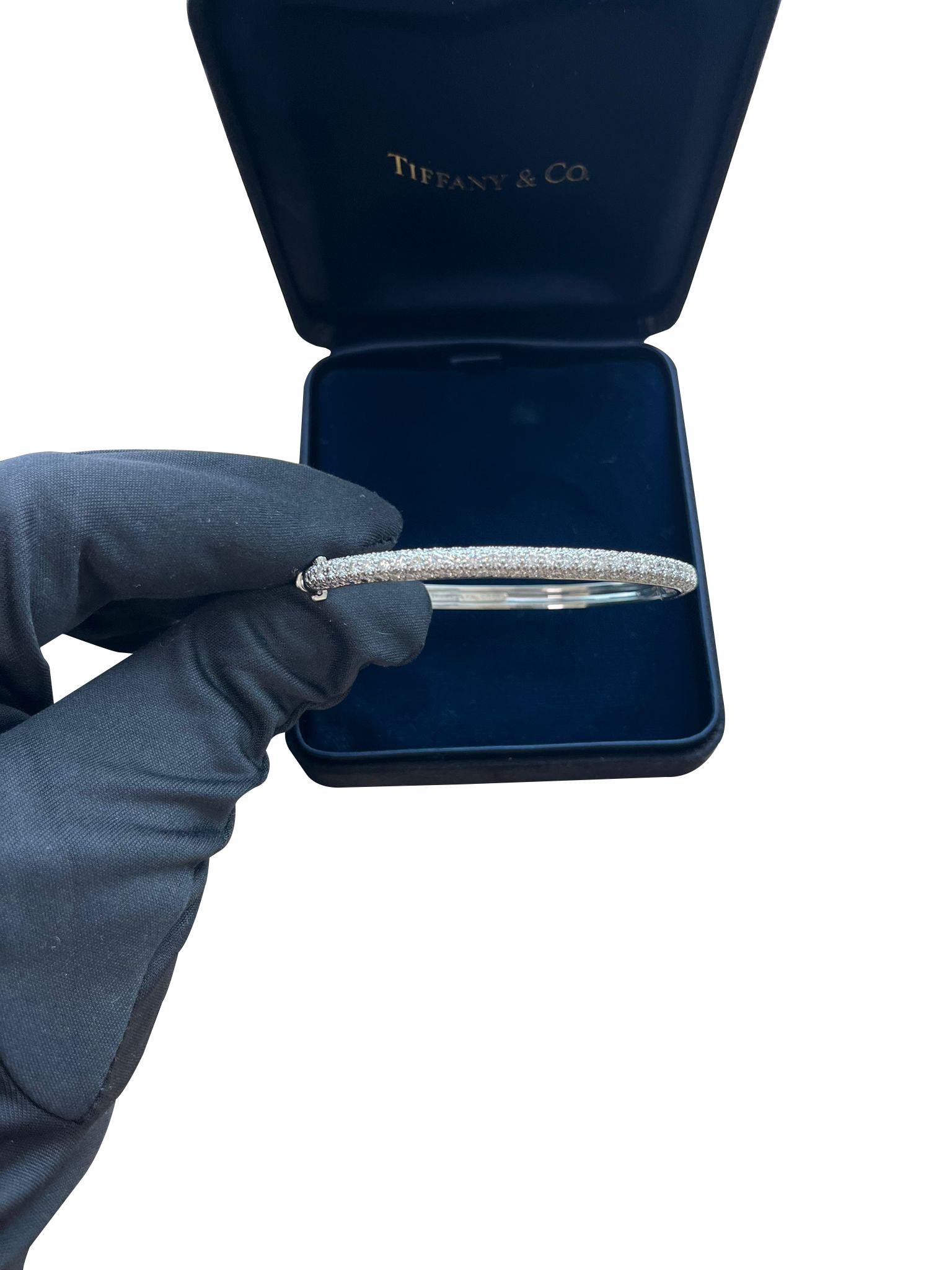 Tiffany & Co Etoile 3 Row 4ct Pave Diamond Bracelet Platinum 7